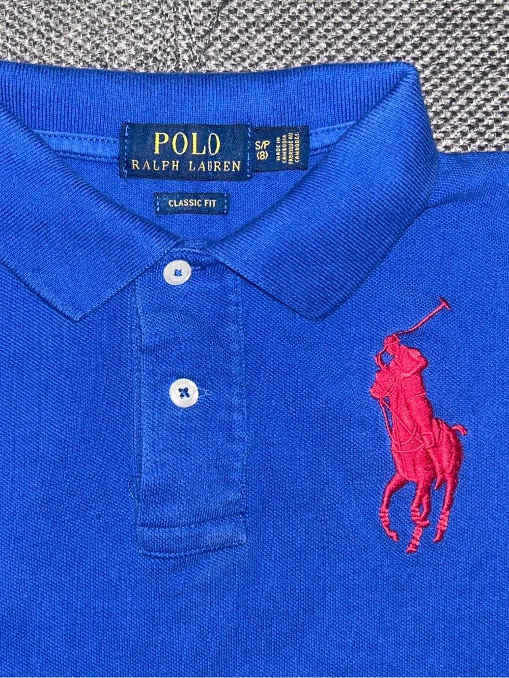 Ralph Lauren Boys' Blue Polo with Red Pony & Sleeve Number